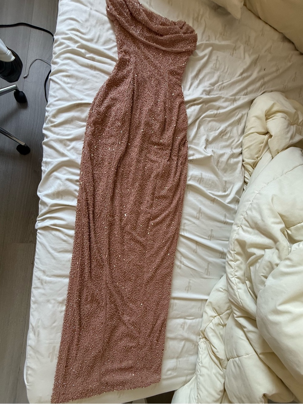 Oh Polly Nude Sparkly Strapless Maxi Dress ✨ (Worn Once) - Picture 2 of 5